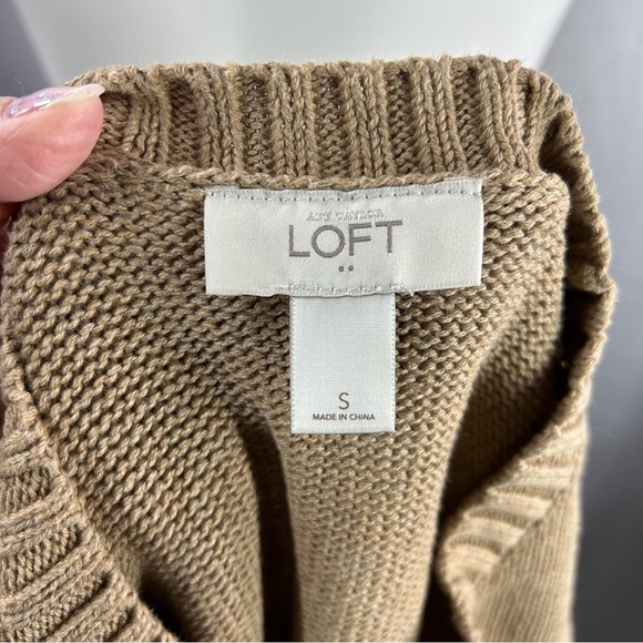 Loft Women's Tan & White Sequin Stripe Sweater S - Picture 4 of 6